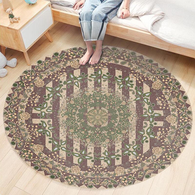 Nostalgic Traditional Rug Multi-Colored Floral Printed Carpet Anti-Slip Backing Pet Friendly Machine Washable Rug for Bedroom