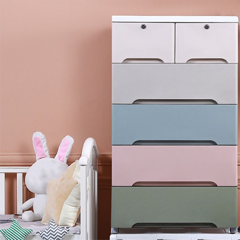 Scandinavian 6 Drawers Kids Nightstand Vertical Nursery Dresser