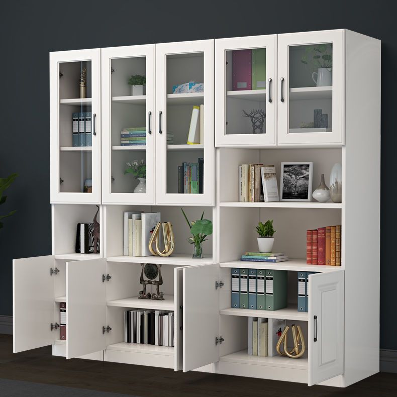 White Engineered Wood Shelf Bookcase Vertical Bookshelf for Office