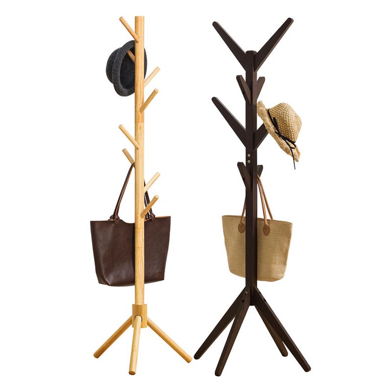 Wooden Hall Stand Entryway Hook Tripod Steady Hall Tree Coat Hanger