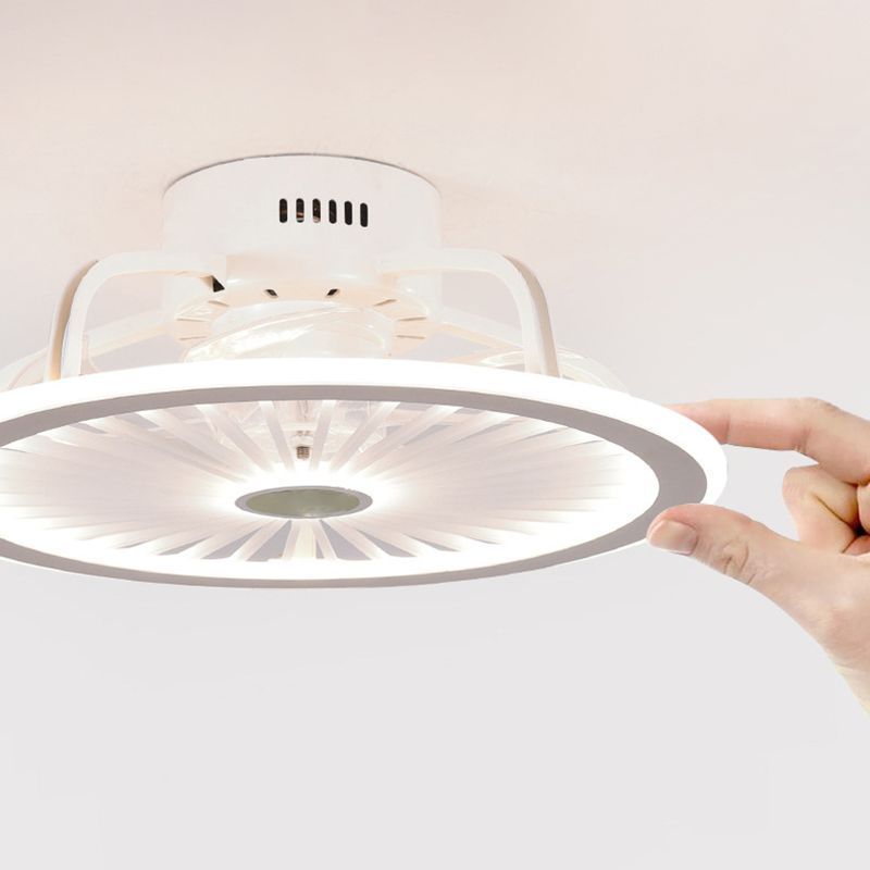 Acrylic White LED Ceiling Fans in Modern Concise Style Iron Circular Ceiling Fixture for Bedroom