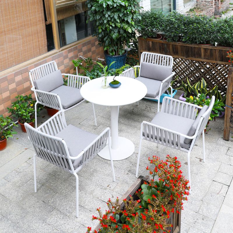 White Arms Included Dining Side Chair Stacking Outdoor Bistro Chairs