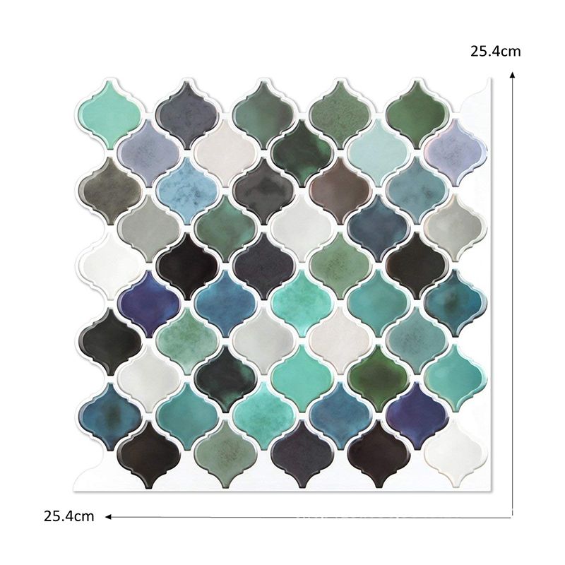 Green Mosaics Tile Wallpapers Quatrefoil Pattern Boho Stick On Wall Decor for Kitchen