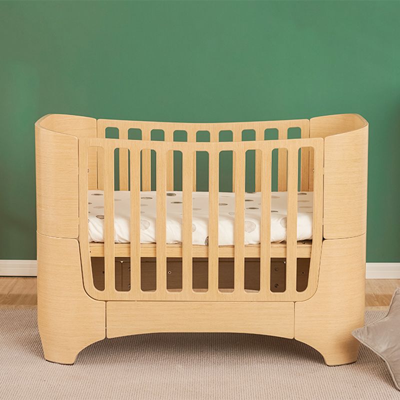 Solid Wood Adjustable Height Crib Home  5-In-1 Convertible Crib