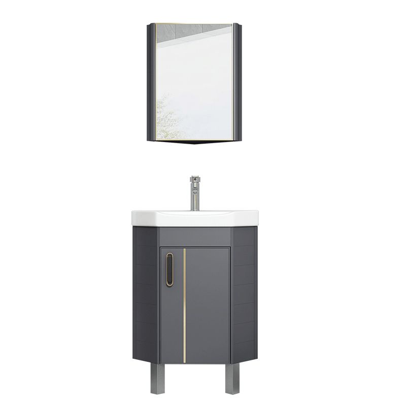 Triangular Vanity Set Single Sink Glam Corner Vanity with Soft Close Door