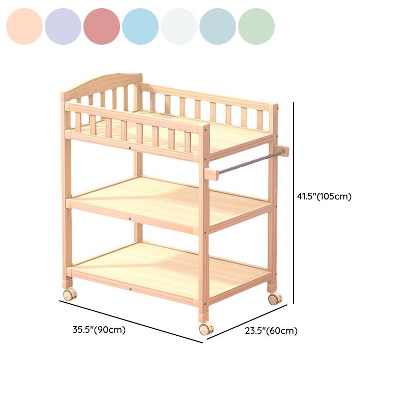 Pine Wooden Baby Changing Table with Storage Shelf Flat Top Changing Table with Pad