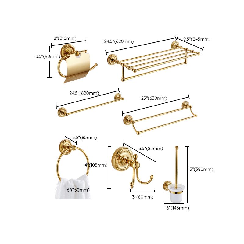 Traditional Golden Bath Hardware Set Copper Bathroom Accessory Kit