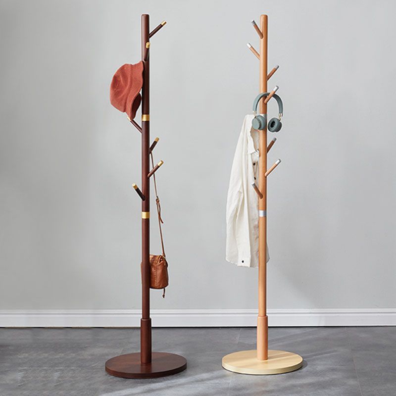 Modern Coat Hanger Wood Hall Tree Free Standing Coat Rack with Hooks