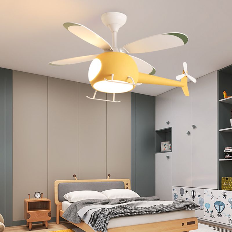 Chlidren Ceiling Fan Light LED Ceiling Mount Lamp with Acrylic Shade for Kid's Room