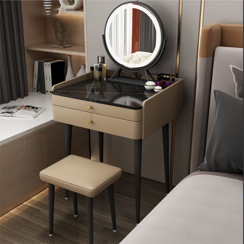 Contemporary Bedroom with Drawer Lighted Mirror Makeup Vanity Desk