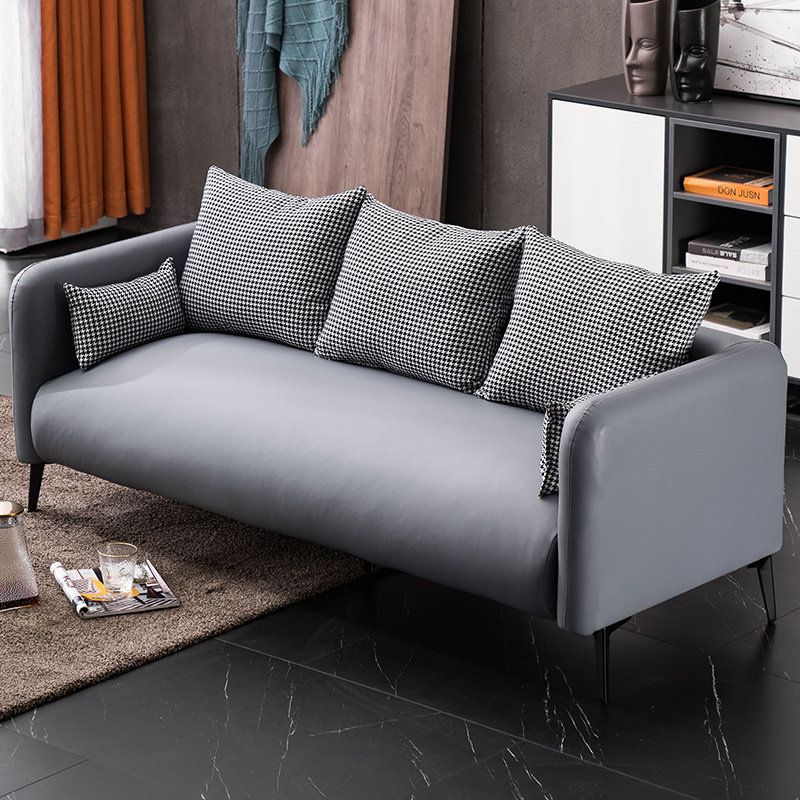 Modernes 3-Sitzer-Sofa mit Houndholtooth-Kissen zurück und Kissen oberer Arm