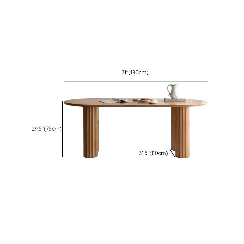 Modern Solid Wood Office Desk Oval Task Desk with 4-Legs for Home