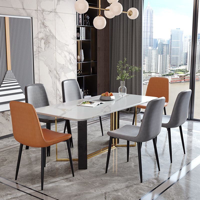 Contemporary Style Chair Kitchen Armless Chairs with Metal Legs