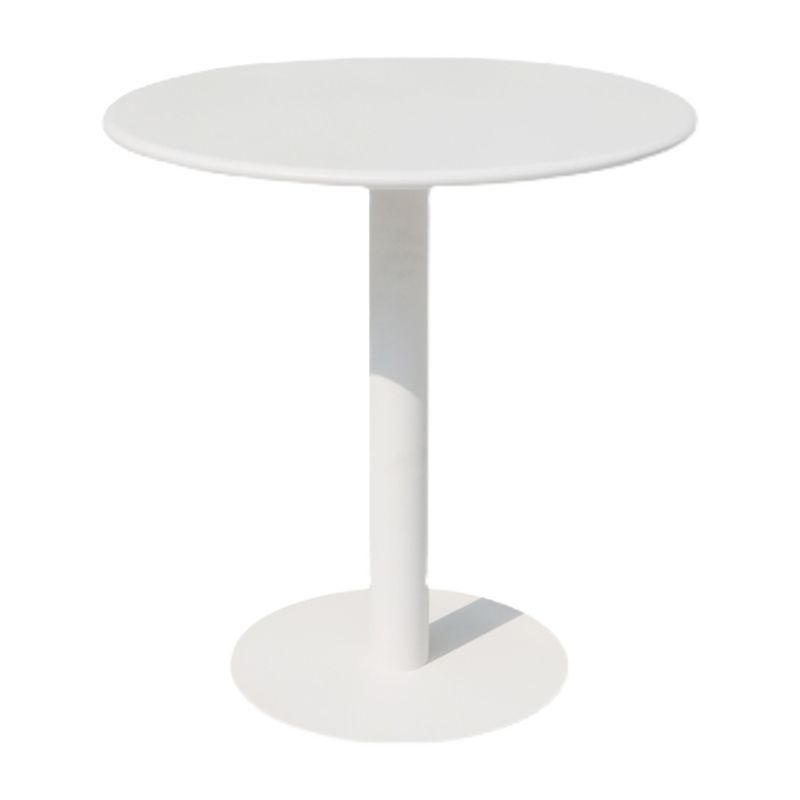 Contemporary Dining Table White Outdoor Table with Metal Base