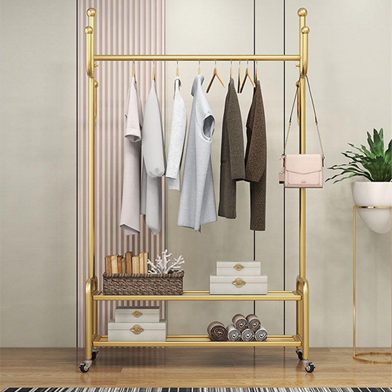 Modern Style Mobile Coat Rack Free Standing Hooks Design Metallic Coat Rack