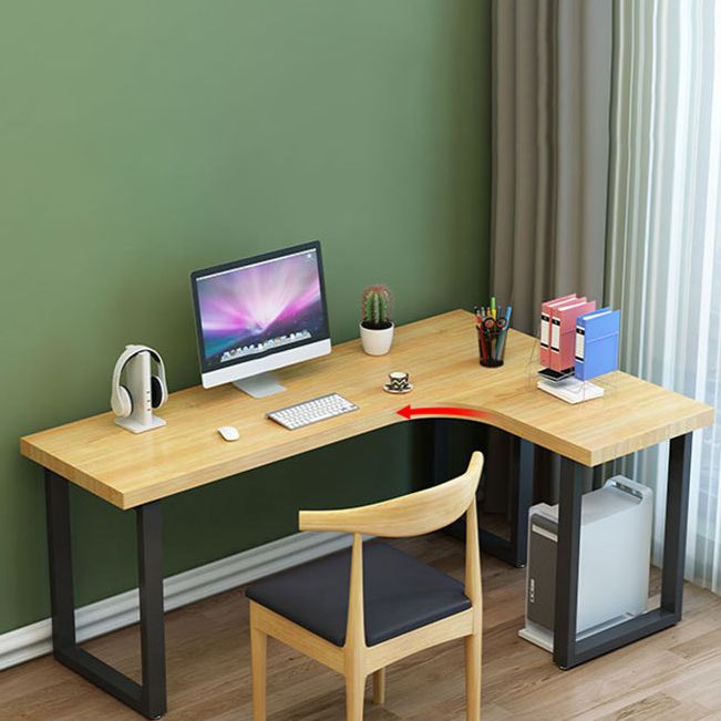 Metal and Wooden Writing Desk Industrial L-Shape Office Desk for Office