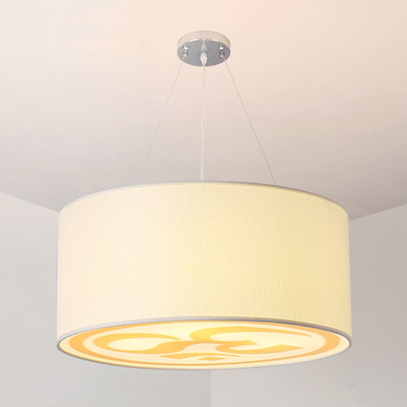 Round Shape Ceiling Lamp Tradition Iron Flush Mount with Fabric Lampshade for Balcony