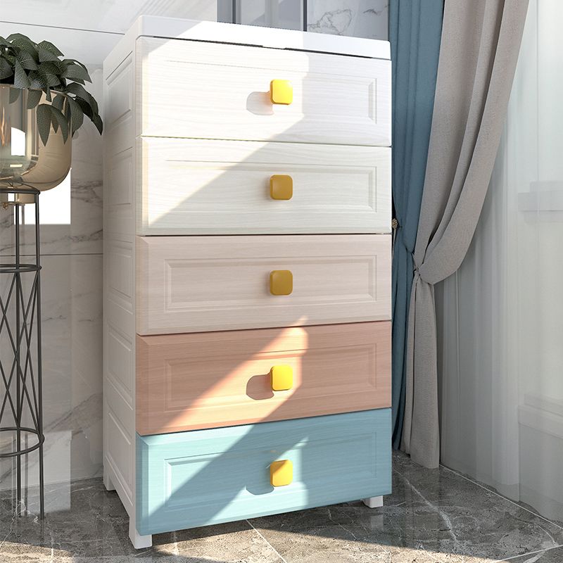 Modern Nursery Dresser Chest Plastic Kids Nightstand with 5/6 Drawers