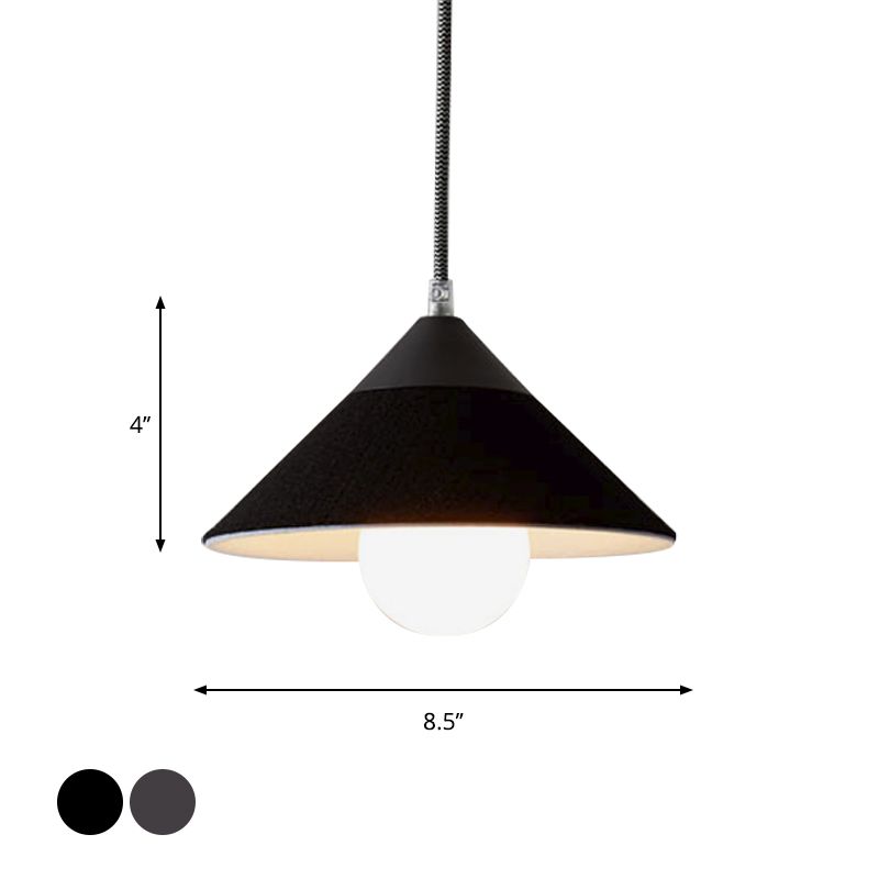 Felt Tapered Ceiling Light Farmhouse 1 Light Restaurant Down Lighting in Black/Grey for Dining Room