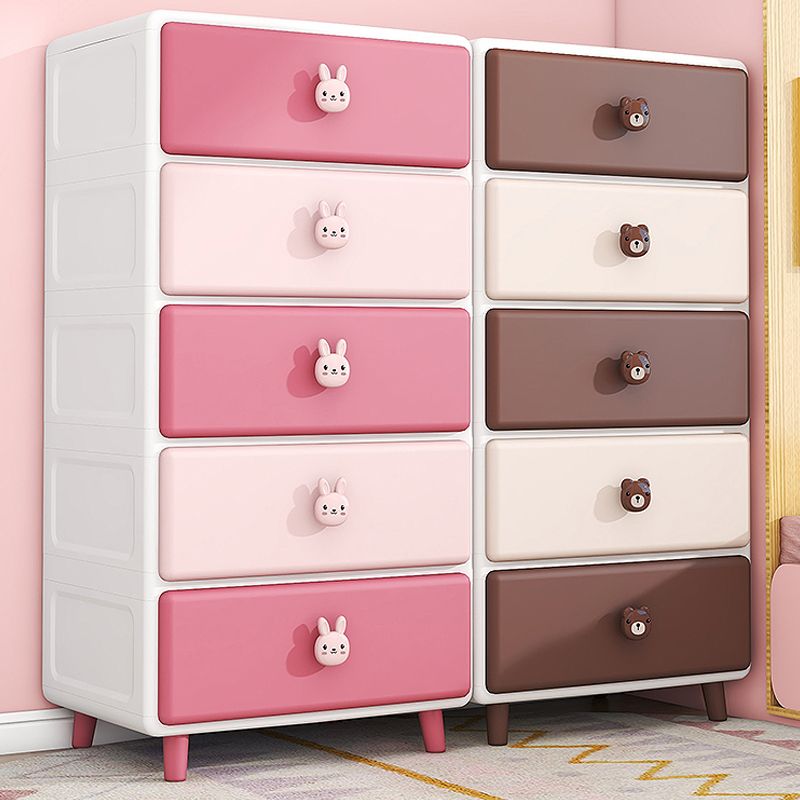 Scandinavian Plastic Kids Dressers Vertical Kids Furniture for Bedroom