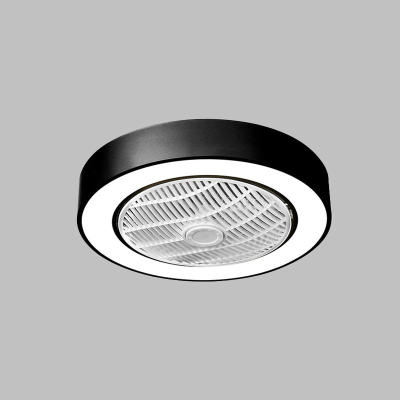 Luz circular moderna LED LED acrílico Semi Flush Montaje en blanco/negro con 3 cuchillas transparentes, 21.5 "de ancho