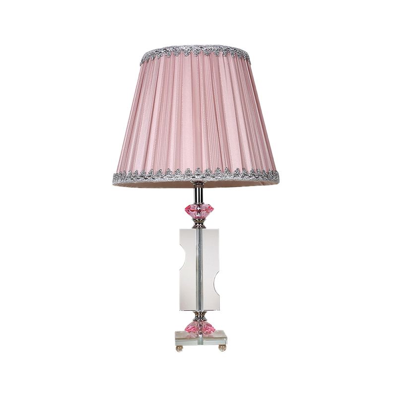 1 Head Living Room Desk Lamp Modernism Pink Table Light with Pleated Fabric Shade