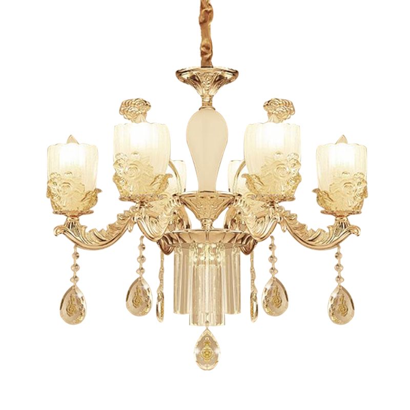 27.5"/31.5" Wide Sputnik Clear Glass Chandelier Light Simple 6/8 Heads Gold Pendant Light Fixture