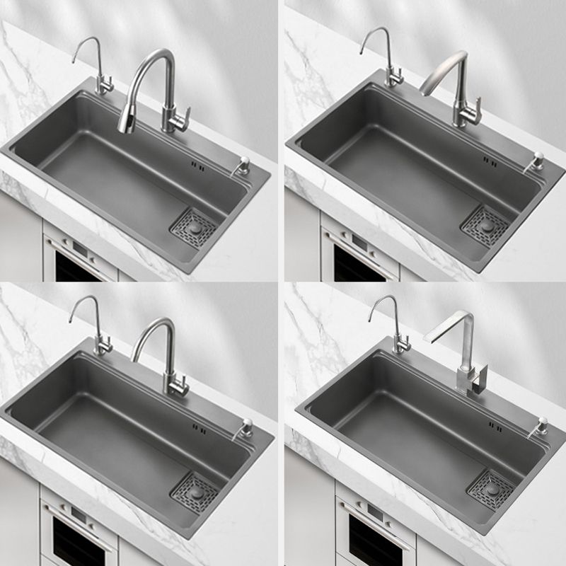 Modern Kitchen Sink Stainless Steel with Accessories and Faucet Top-Mount Workstation Sink