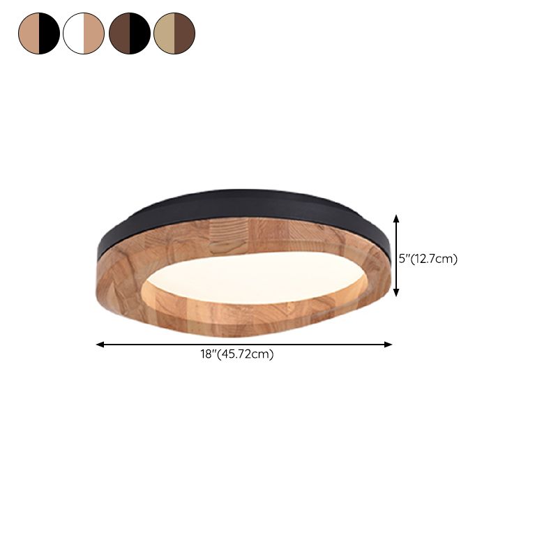 Wooden Flush Light Modern Acrylic Shade Flush Mount Ceiling Fixture for Living Room