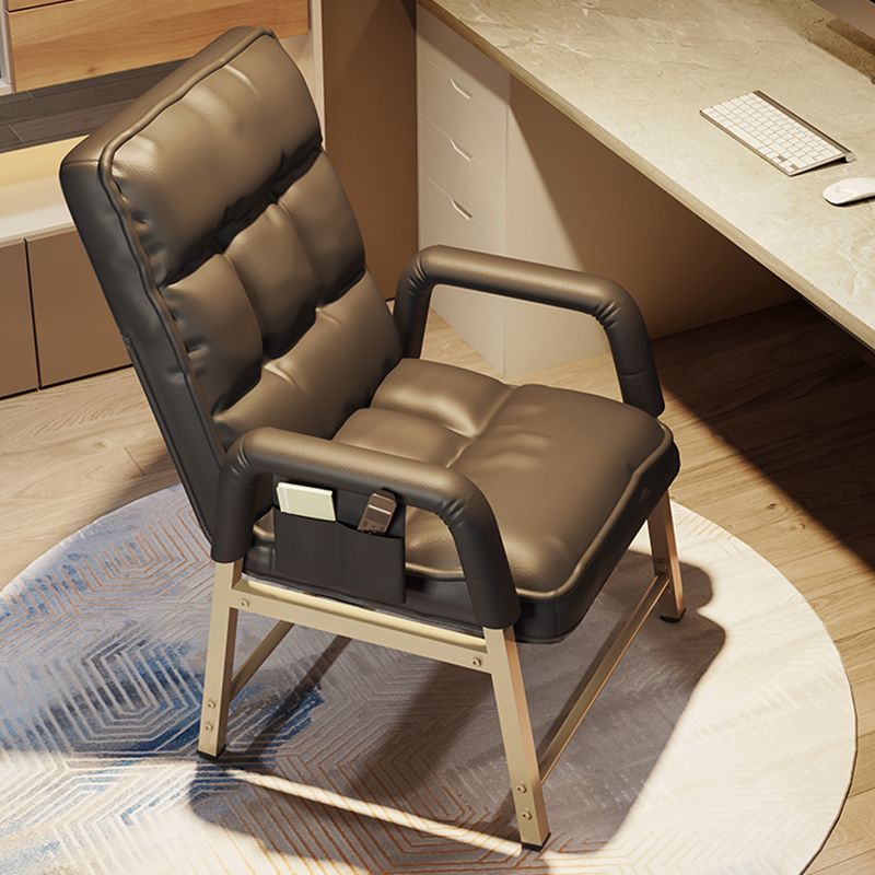 Modern Style Office Chair Home Fixed Arms Task Chair with Gold Legs