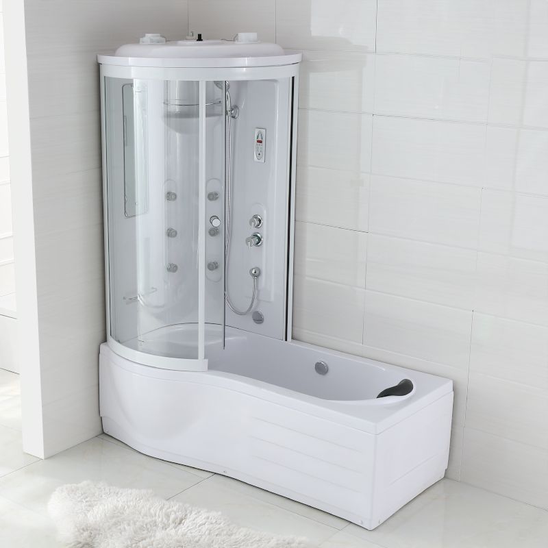 Rounded Tub & Shower Kit Clear Tempered Glass Tub & Shower Kit with Base Kit