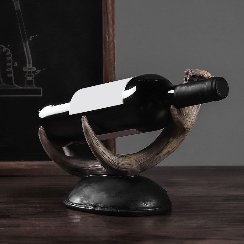 Mid-Century Modern Wine Bottle Rack Tabletop Solid Wood Bottle Holder