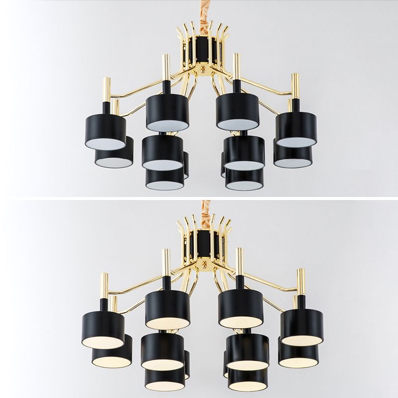 Drum Shade Chandelier Light Post-modern Metal Living Room Suspended Lighting Fixture