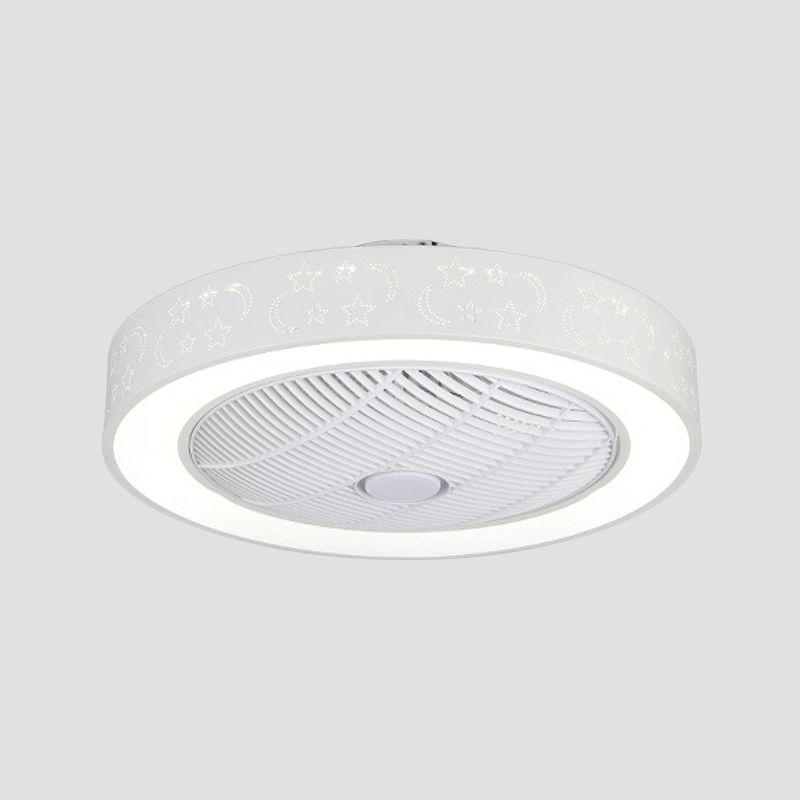 Bedroy LED de 22 "de ancho Semi Flush Contemporáneo White Hanging ventilador Ligera con tono acrílico redondo