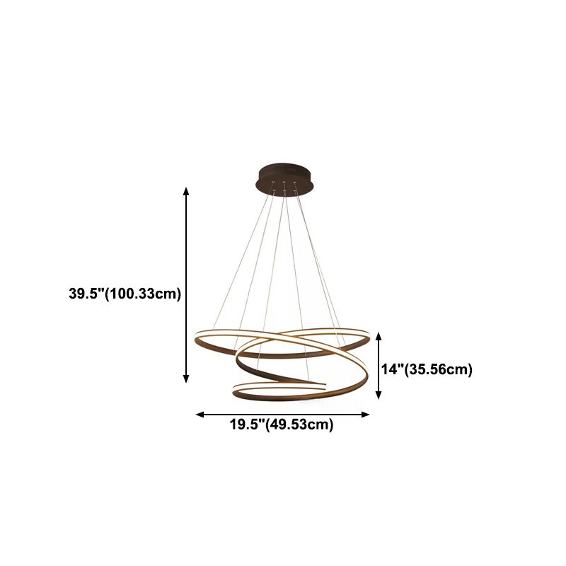 Twisted Ceiling Pendant Light Contemporary Style LED Metal Hanging Chandelier