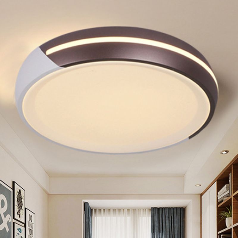 18 "/21.5" Dia Round Flush Ceiling Light Simplizität Acryl Braun LED-Beleuchtung, Warm/Weiß Licht