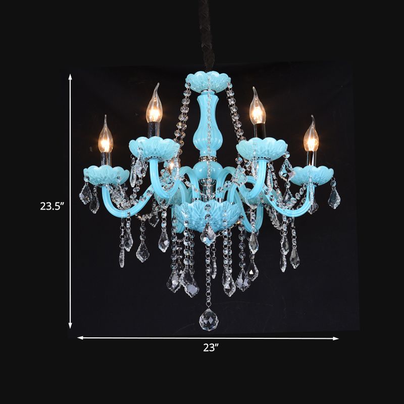 Chandelier à bras incurvé de style bougie bleu Light Light