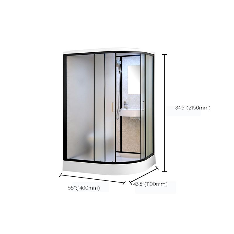 One Piece Tempered Glass Single Sliding Shower Enclosure White Frame Shower Enclosure