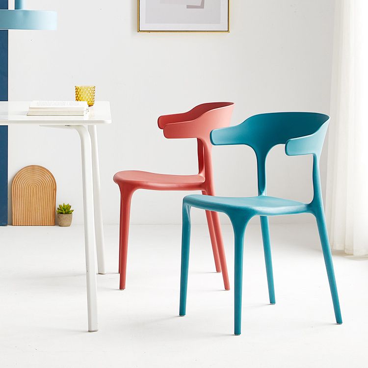 Plastic Modern Kitchen Side Chair 20'' Wide Matte Finish Arm Chair with 4 Legs