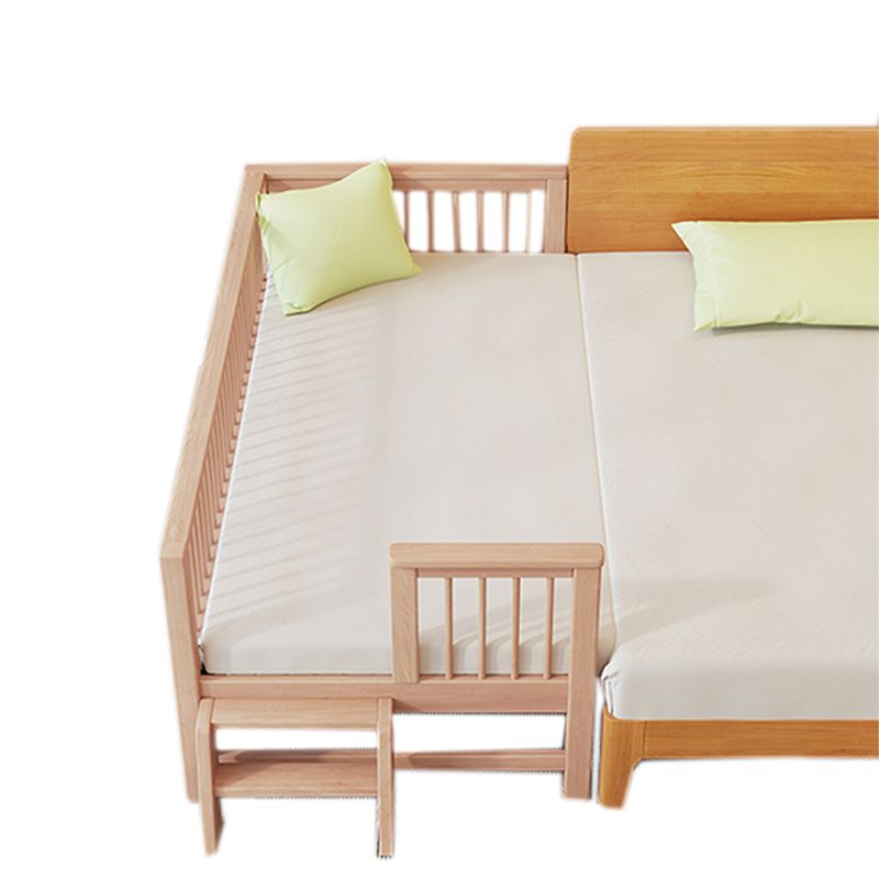 31.49" Tall Nursery Crib in Natural Baby Crib with Guardrails