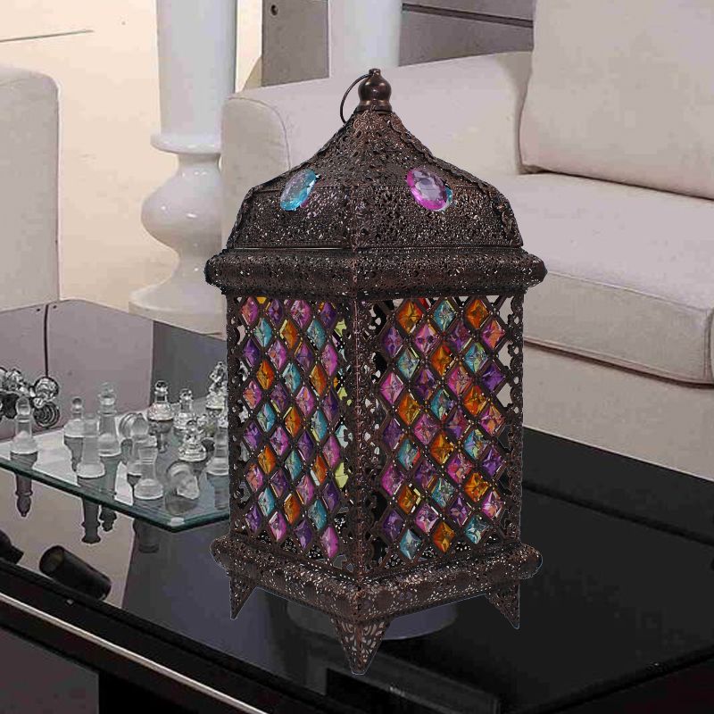 Metal Black/Brass Night Table Light Pavilion 1 Light Bohemian Nightstand Lamp for Bedroom