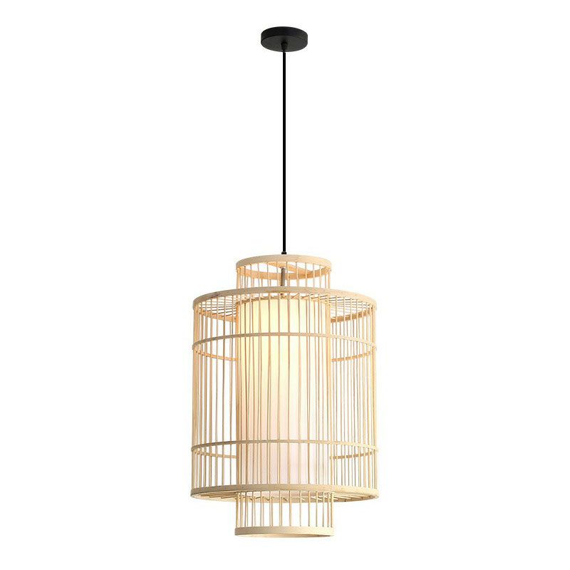 Chinese Palace Lantern Pendant Lamp Bamboo 1 Head Study Room Ceiling Light Fixture