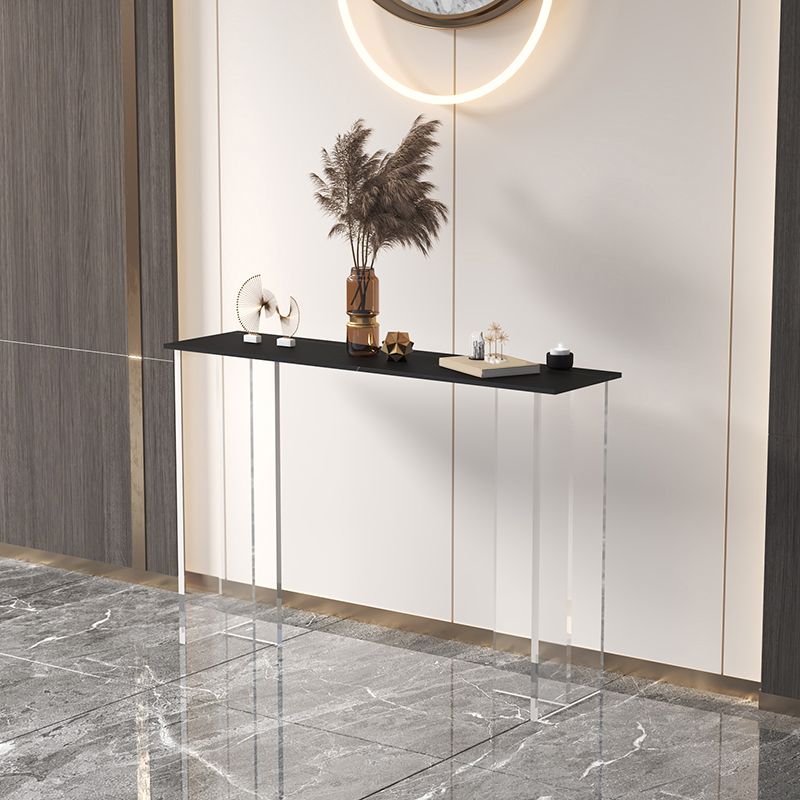 Modern Rectabgle Accent Table with Clear Acrylic Base for Hall