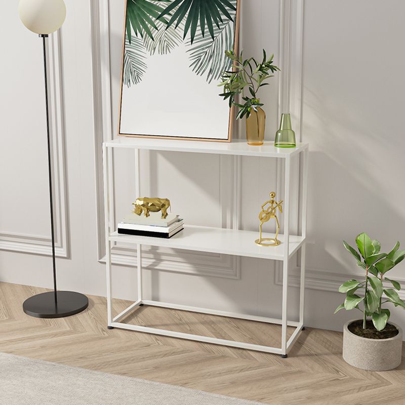 Storage Contemporary Iron Console Table with Shelf and Frame Base