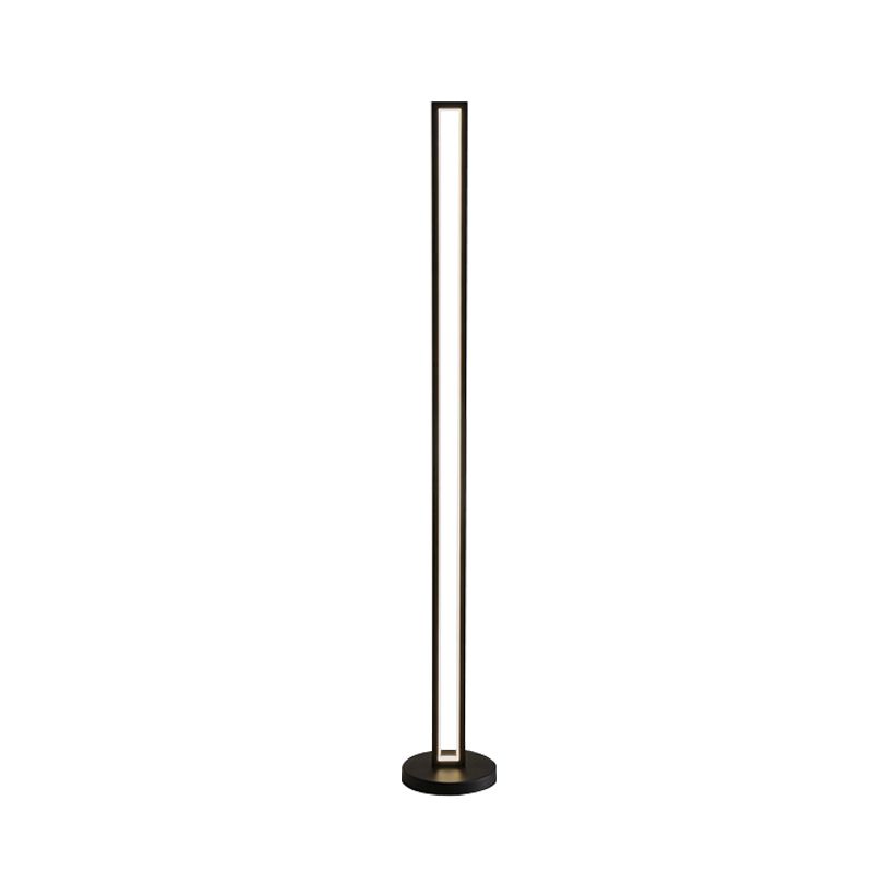 Rectangle Frame Stand Up Lamp Contemporary Metallic Black/White LED Floor Reading Lighting in Warm/White Light