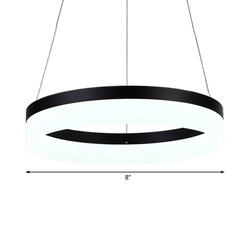 Pendre de lustre rond LED acrylique moderne 1/2/3 Light Black / White / Gol Lightture de plafond en lumière chaude / blanche