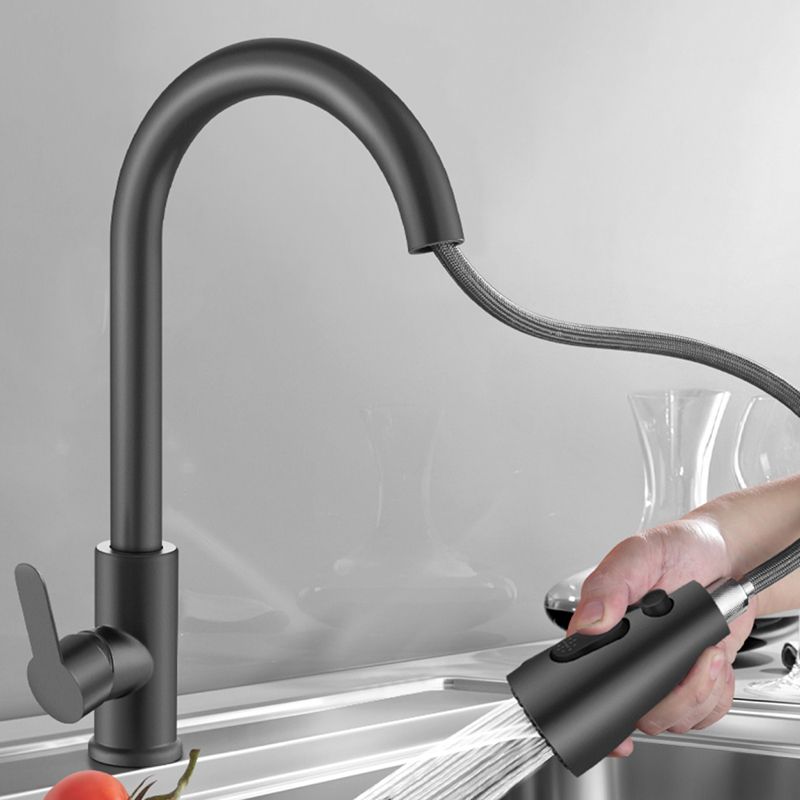 Contemporary 1-Handle Bar Faucet Pull down Sprayer Standard Kitchen Faucet