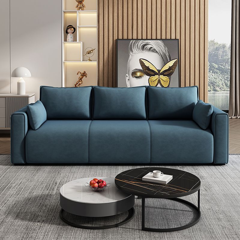 Faux Leather and Suede Stain Resistant Contemporary Standard Sofa Couch