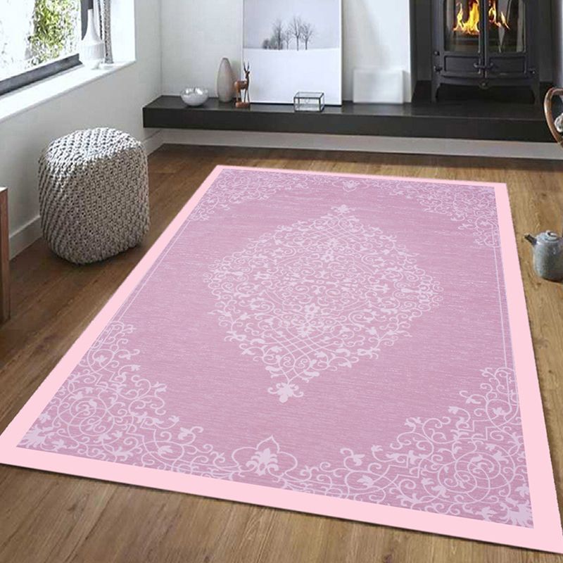 Mid-Century Moroccan Tile Rug Polyester Carpet Stain Resistant Indoor Carpet for Living Room