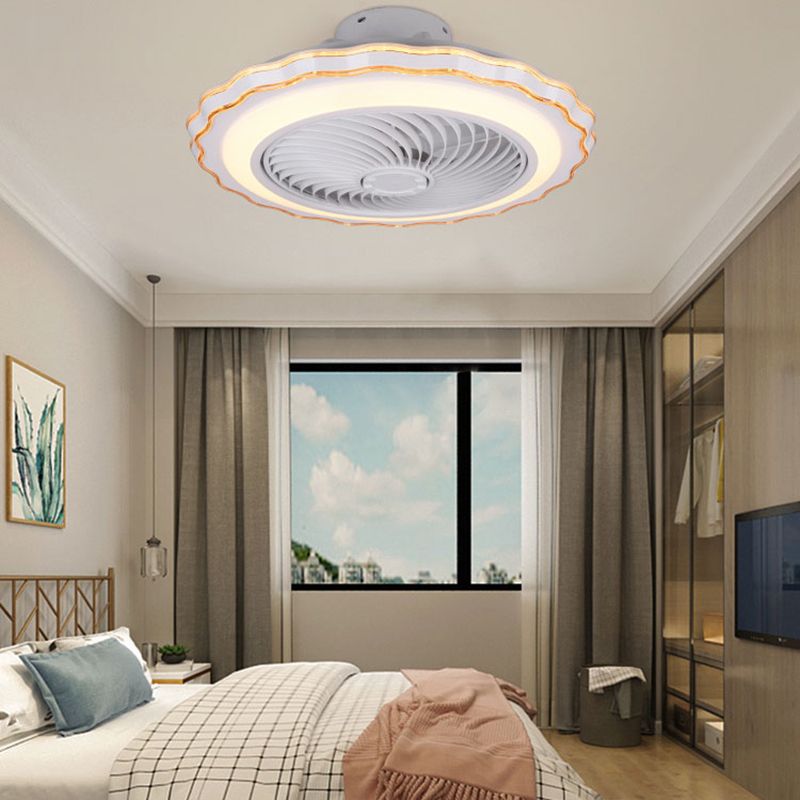 Scalloped Semi Flush Ceiling Fixture Modern Acrylic Bedroom LED Fan Light